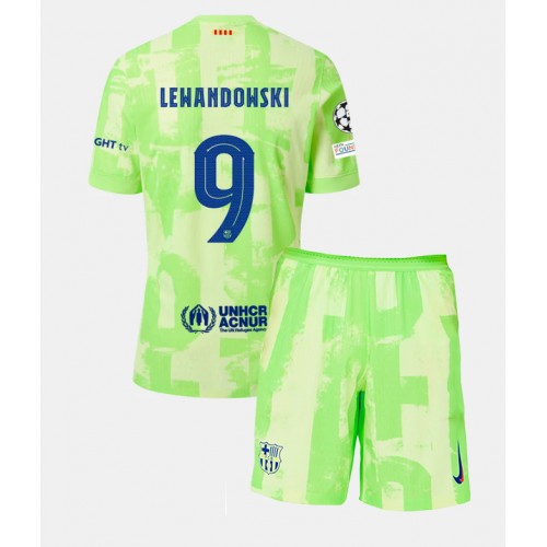 Fotbalové Dres Barcelona Robert Lewandowski #9 Dětské Alternativní 2024-25 Krátký Rukáv (+ trenýrky)